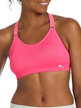 Puma Womens 2 Pack Seamless Sports Bra, 100 inches, Magic Rose/Heather Grey, M