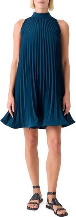 Akris Pleated Crepe Trapeze Dress in Dark Blue at Nordstrom, Size 16