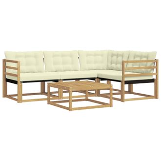 vidaXL Conjunto De Sof&aacute;s De Exterior 5 Pcs Blanco Y Crema Vidaxl