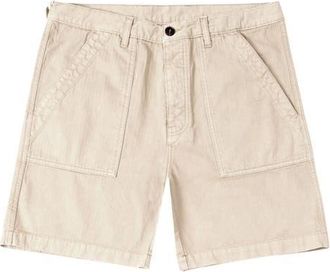 Fortela Military Inspired Herringbone Shorts in Ecru at Nordstrom, Size 36 Eu