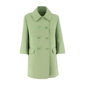 Ermanno Scervino Double-Breasted Coats, female, Green, Size: XS Double-Breasted Coat with Logo Buttons