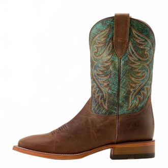 Ariat Mens Wiley Square Toe Cowboy Boot - Medium In Totally Tan Roaring Turquoise