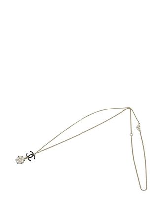 Chanel Collana CC con pendente a fiori e strass placcata oro 2019 - Nero