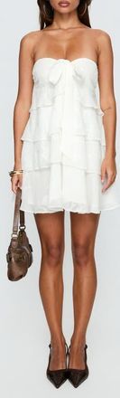 Princess Polly Kalari Strapless Layered Minidress in White at Nordstrom, Size 12