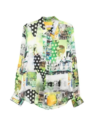 Martine Rose Green Regular Printed Shirt