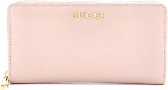 Gucci Logo Script Zip Around Wallet Leather small wallets - Roze