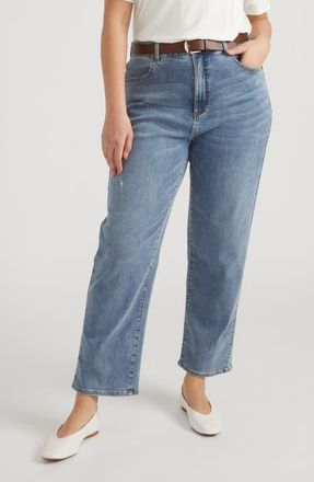 Universal Standard Ella Straight Leg Jeans in Distressed Vintage Indgo Wash at Nordstrom, Size Xx-Large