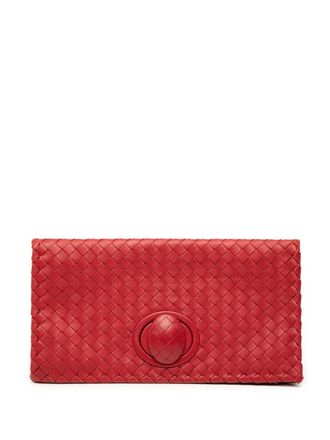 Bottega Veneta 2012-2025 Nappa Intrecciato Turn Lock clutch bag - women - Nappa Leather - One Size - Red