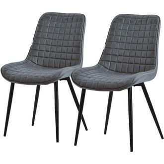 ML Design Set 2x Sillas De Comedor Antracita Con Respaldo, Asiento Polipiel Acolchado Tapizado De Terciopelo Con Patas De Metal Sill&oacute;n De Dise&ntilde;o Moderno Para Me