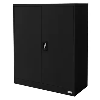 ML Design Ml-design - Archivador De Oficina 90x40x109cm Acero Negro Armario Independiente Auxiliar Met&aacute;lica Con 2 Puertas Y 3 Estantes Regulables En Altura Mueb