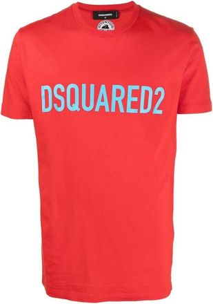 Dsquared2 T-shirt met logo-print en ronde hals - Heren - T-shirts - Rood - M - Katoen - Tops