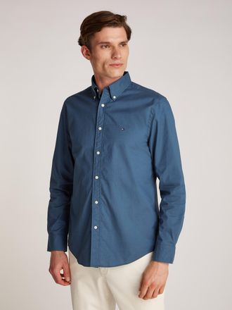 Tommy Hilfiger FLEX POPLIN SOLID unifarben, klassisch, regular fit, Baumwolle, Button-down-Kragen