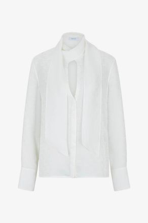 Ferragamo Seidenjacquard-Bluse mit Schluppe Gancini