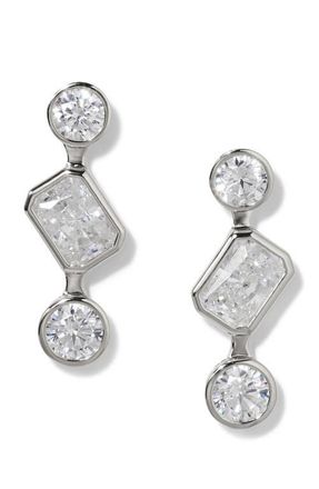 Nadri Brooklyn Cubic Zirconia Trio Mini Linear Earrings in Rhodium at Nordstrom