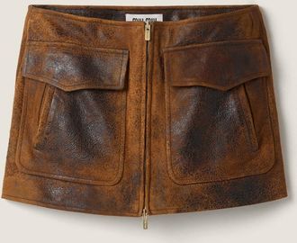Miu Miu Waxed suede leather mini-skirt