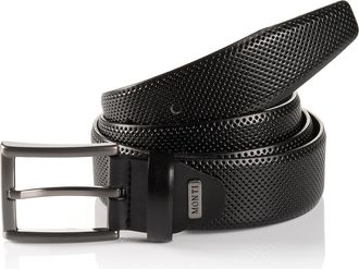 Monti Lederg&uuml;rtel MONTI DUBLIN, Herren, Gr. 11,5, schwarz, Rindsleder, Strukturmuster, unifarben, G&uuml;rtel Lederg&uuml;rtel, mit Lochstruktur