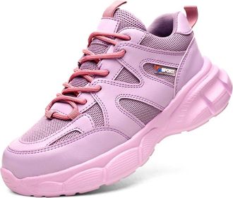 Generic Womens Fashion Sneakers Mesh Lace Up Velvet Platform Protective Work Boots with Thick Sole for Labor Womens Trainers Ladies Shoes Size 7 Wedge Women M