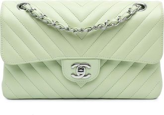 Chanel Pre-owned Womens 19 Mini Flap Bag Pale Green Lambskin - Mint Leather - One Size
