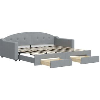 vidaXL Sof&aacute; Cama Nido Con Cajones Tela Gris Claro 90x190 Cm Vidaxl