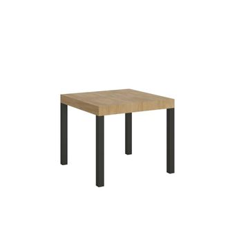 Itamoby Mesa extensible 90x90/246 cm efecto madera roble natural, hierro