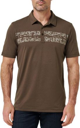 Travis Mathew Orchard Walk Floral Stripe Polo in Chocolate at Nordstrom, Size Xx-Large