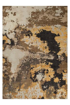 Esprit Alfombra dise&ntilde;o lana pura y viscosa tonos marrones en relieve 140x200