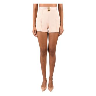 Elisabetta Franchi Lichte cr&ecirc;pe short met riem - Dames - Korte broeken - Beige - Maat: S Zijde