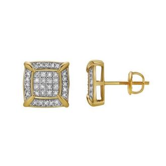 LuvMyJewelry Rune 10K Yellow Gold Cluster Diamond Unisex Earrings - 0.29 Cts at Nordstrom
