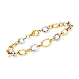 Ross-Simons 14kt 2-Tone Oval-Link Bracelet