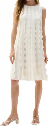 Joseph Ribkoff Scalloped Sweater Knit A-Line Dress In Vanilla