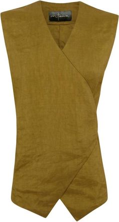 Cortana Elena Top - Dames - Tops zonder mouwen - Groen - XS - Linnen - Tops