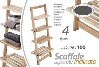 Trade Shop Trade Shop - Scaffale Appoggio Parete H100 42x26 Cm Arredo Bagno Mensole Oggetti Telo Doccia