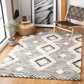 Safavieh Kenya Hand Made Area Rug, Black / Ivory Bohemian Style Non-Shedding