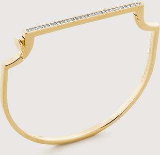 Monica Vinader Gold Signature Diamond Slim Bangle Lab Grown Diamond