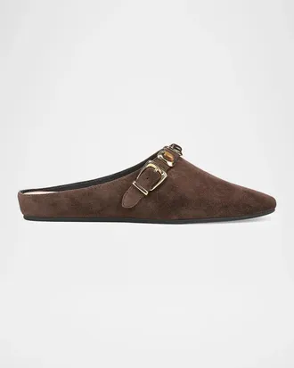 Veronica Beard Narcisa Cabochon Suede Mules