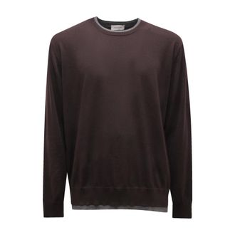 Paolo Pecora Round-neck Knitwear, male, Brown, Size: XL Maglione Wool Sweater