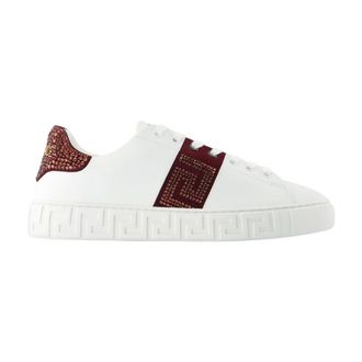 Versace Greca Embellished Nylon Trainers - female - Versace - Sneakers - White - 3 UK - Shoes