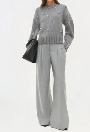 SIMKHAI Coraline Crewneck Sweater In Heather Grey