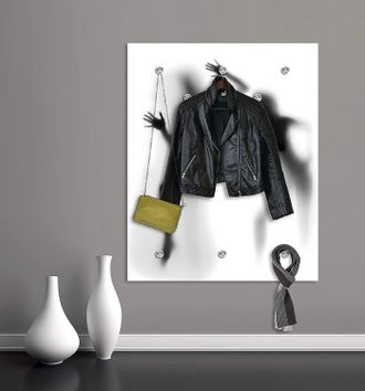 Queence Garderobenleiste »Girlsclub« Wand Garderobe, stylisch, weiss, platzsparend