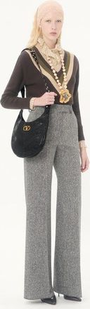 Valentino Garavani Borsa Hobo Piccola Valentino Garavani Hoboho In Nappa Motivo Chevron Donna NERO UNI