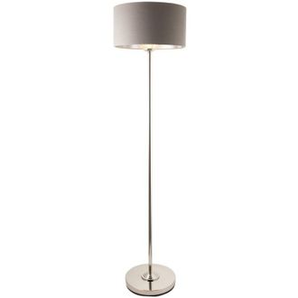 Endon Lighting Collection Highclere Floor Lamp with Shade Bright Nickel Plate, Charcoal Fabric, 1x E27