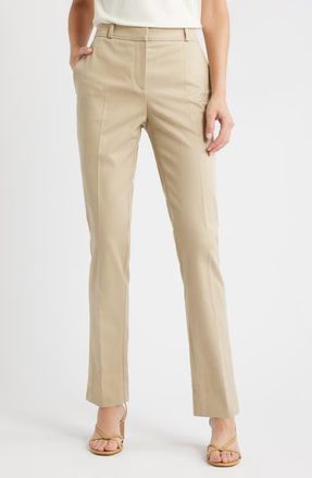 BOSS Tapria Stretch Cotton Ankle Flare Pants in Pumice at Nordstrom, Size 10