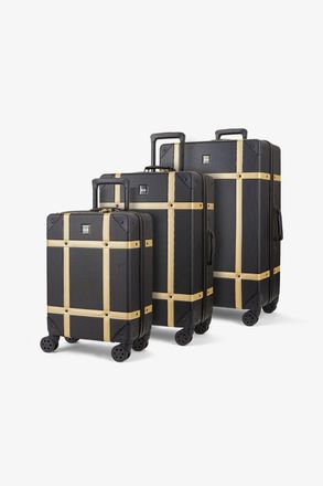 Infinity Leather Kofferkofferset met harde schaal en gouden kofferbak