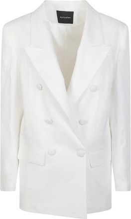 Actualee Jassen, Dames, Wit, M, Dubbelrijige Blazer