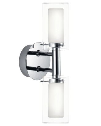 Eglo Eglo Palermo 2 Light Bath/Vanity Light With Chrome Finish & Frosted & Clear Glass Shade