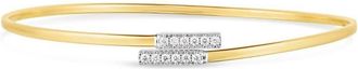 Tresorra 14K Yellow Gold Diamond Bypass Bar Bangle Bracelet