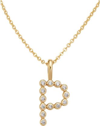 Made by Mary CZ Poppy Initial Necklace in Gold Vermeil Initial P at Nordstrom