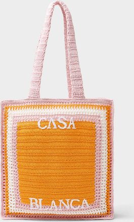 Casablanca Womens Crocheted knit logo tote bag