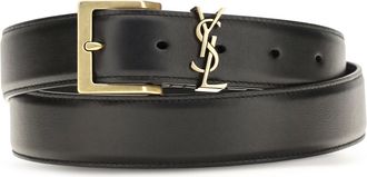Saint Laurent Mens Leather Belt Box Laque Calfskin Black Calf