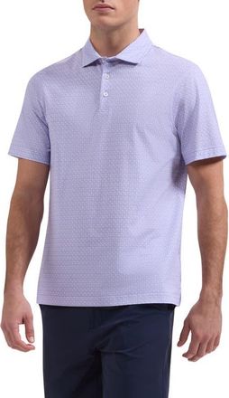 Bugatchi Victor OoohCotton Palm Tree Print Polo in Lavender at Nordstrom, Size Xxx-Large